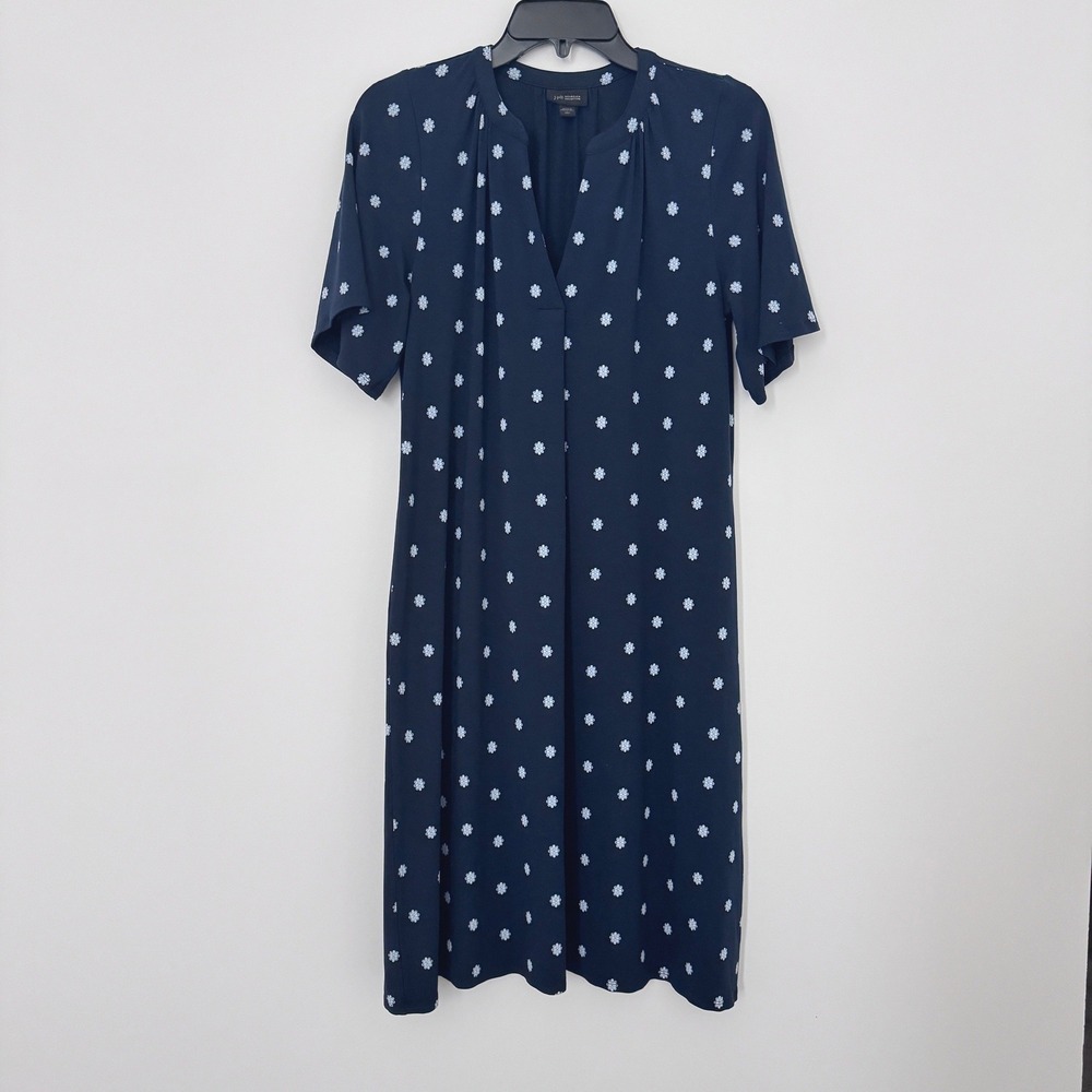 J. Jill Women Pullover Floral Daisy Dress Size S Tall Short Sleeve Jersey